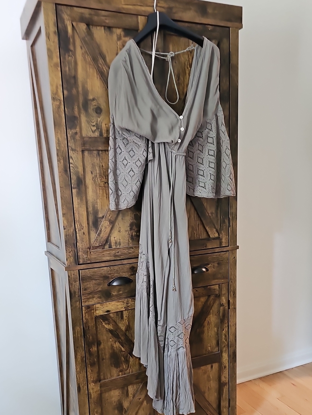 Free People V-Neck Jump Suit in Sage Gray